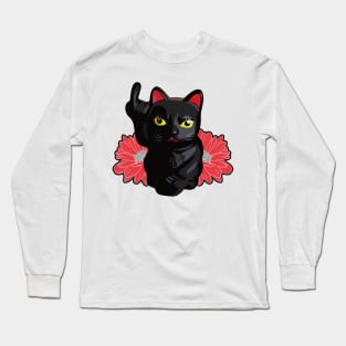 Un-lucky cat ( flowered ) Long Sleeve T-Shirt